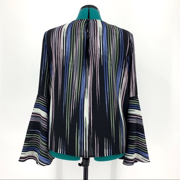 Vince Camuto Striped Print Flounce Sleeve Blouse, Medium - Picture 7 of 16